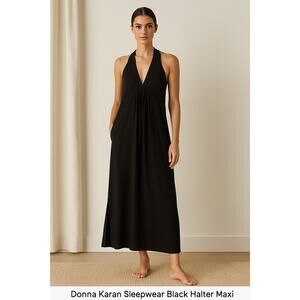 Donna Karan Sleepwear Black Halter Maxi Slip Dress XL